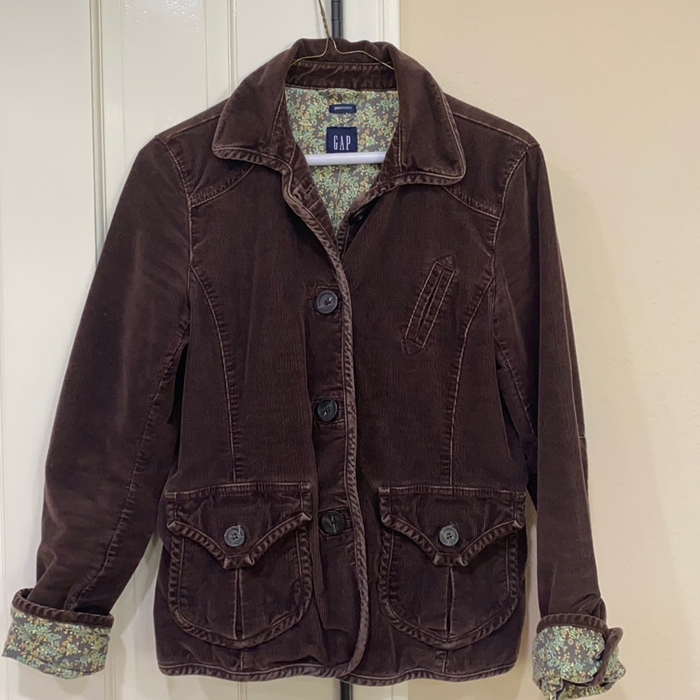 Gap Corduroy Jacket Stretch Size 8  Brown